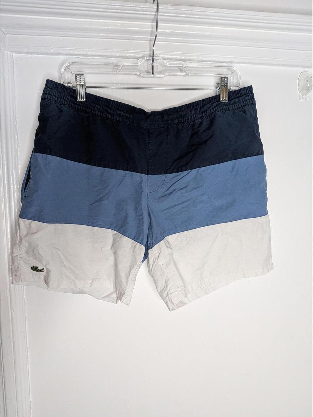 Lacoste Swim Shorts Mens Large Multicolor Colorblock Elastic Lined Trunks